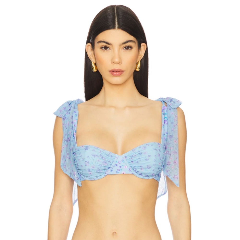 - NEW BEACH RIOT Chapman Iris Petal Bikini Top Tie Strap Swimsuit sz M